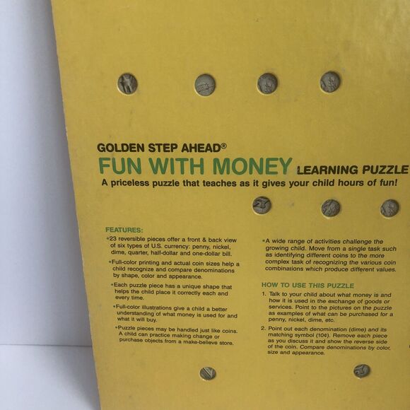 1985 Vintage Golden Step Ahead Learning Puzzle Fun with Money 4739-1 - Picture 13 of 15